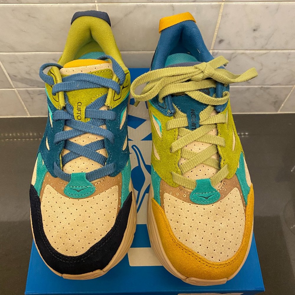 Hoka One - All Gender Clifton L Suede - Multi / Shifting Sand - US 9.5(W)/8.5(M)